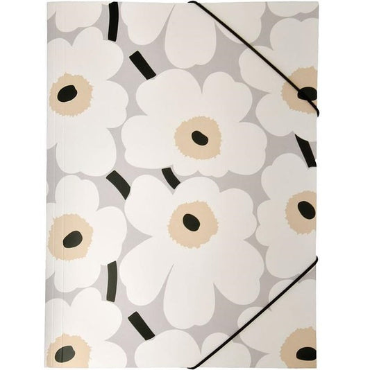 Kulmalukkokansio Marimekko Unikko harmaamusta