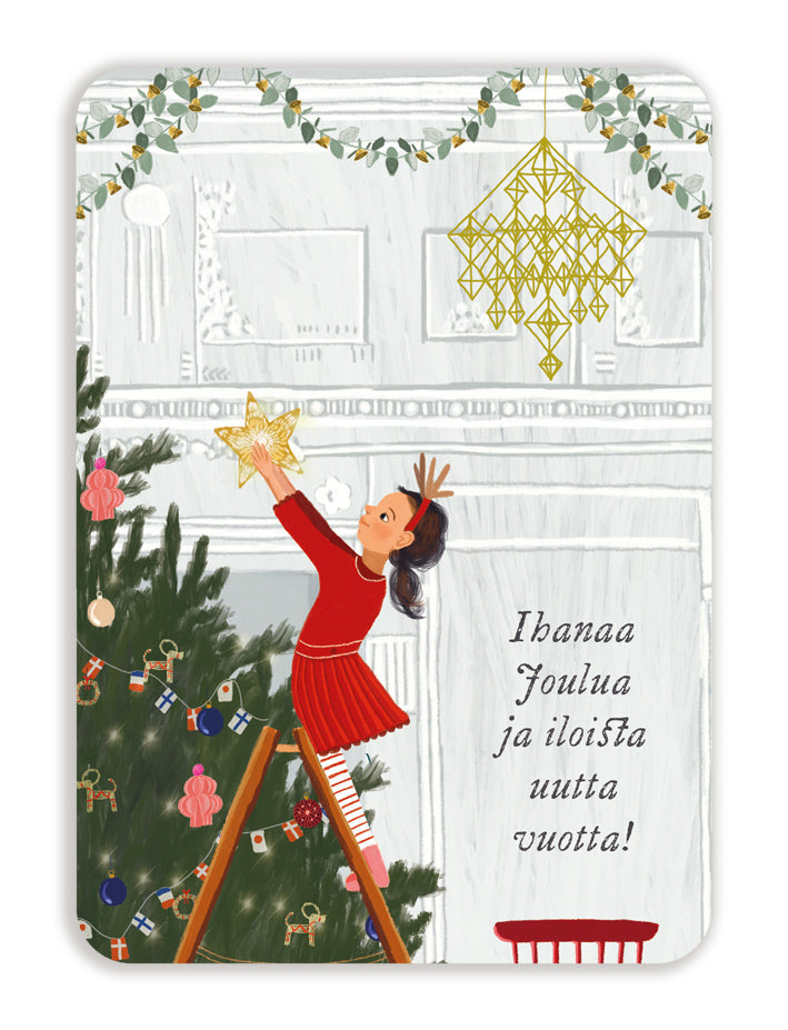 Christmas card Johanna Ilander - Decorating the Christmas tree