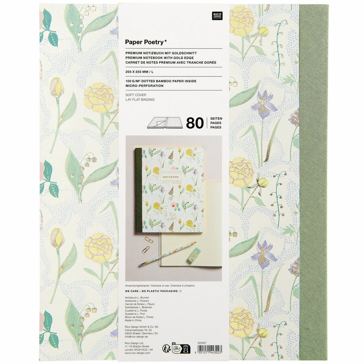 Dotted Notebook L Paper Poetry - Flowers