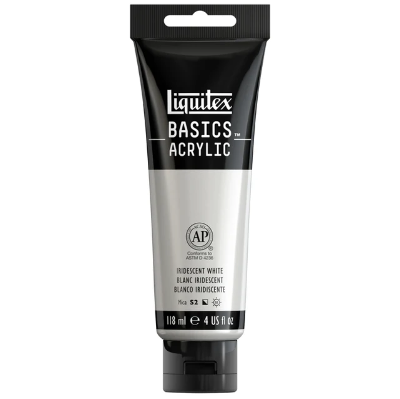 Liquitex Basics 118ml acrylic color - 238 Iridescent White, metallic sheen