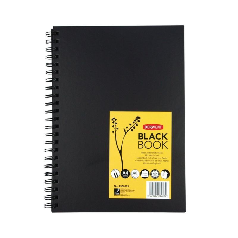 Sketchbook A4 Derwent - Black Book 200g, black paper