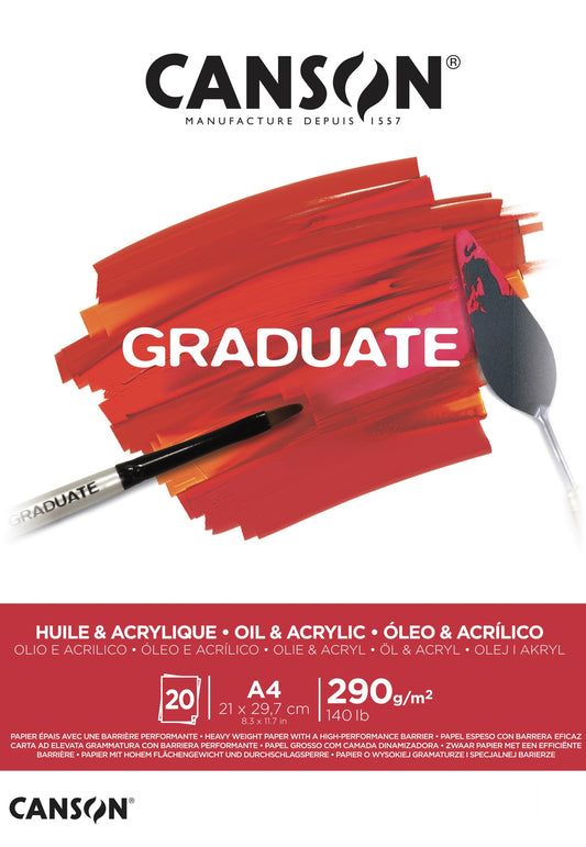 Taidelehtiö A4 Canson Graduate - Öljy- ja akryylivärit 290g