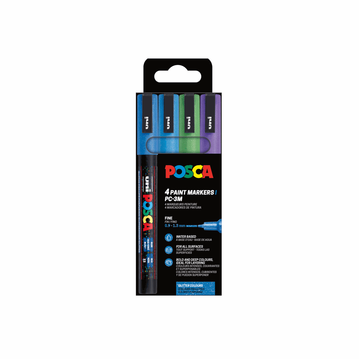 Maalitussit 4kpl Posca PC-3M - Viileät sävyt