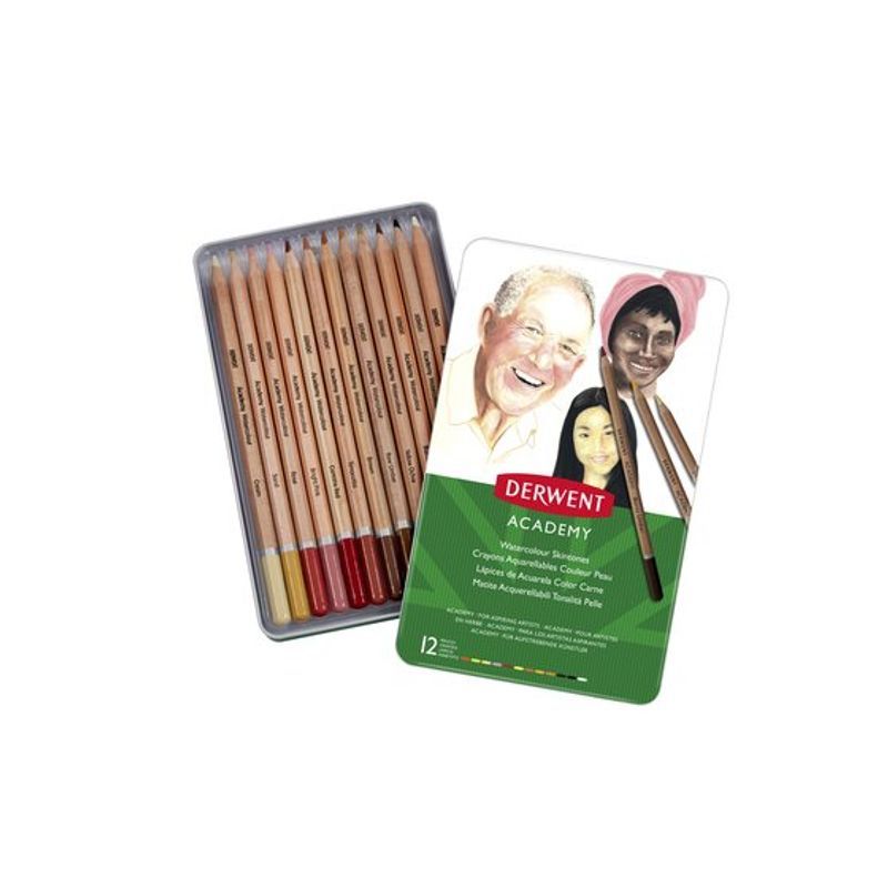 Värikynälajitelma 12 kpl Derwent Academy - Watercolour Skintones