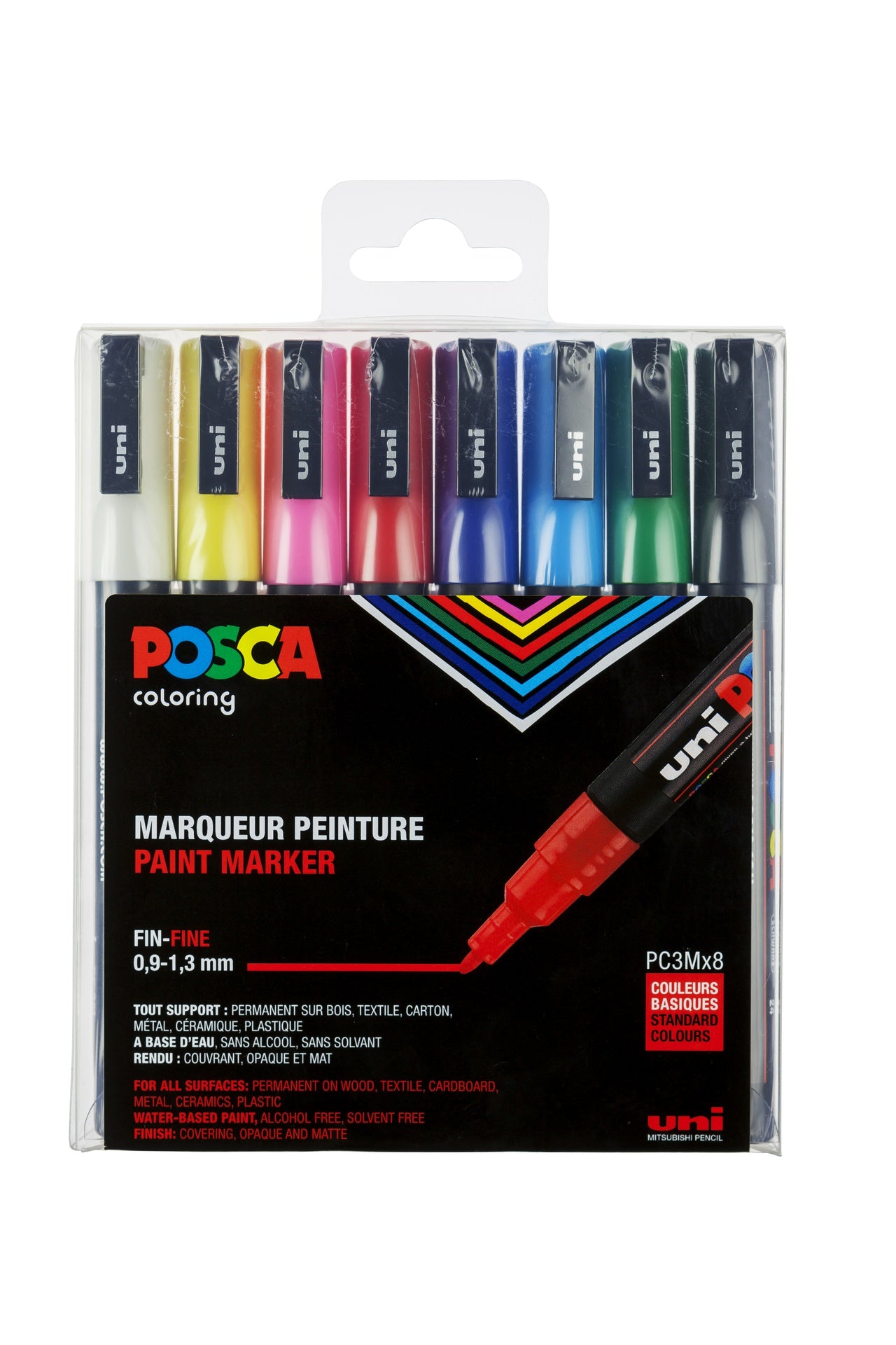 Paint markers 8 pcs Posca PC-3M - Basic colors