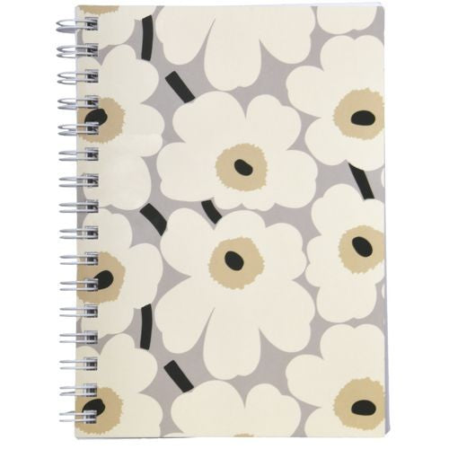 Notebook A5 spiral Marimekko - Unikko grey-black