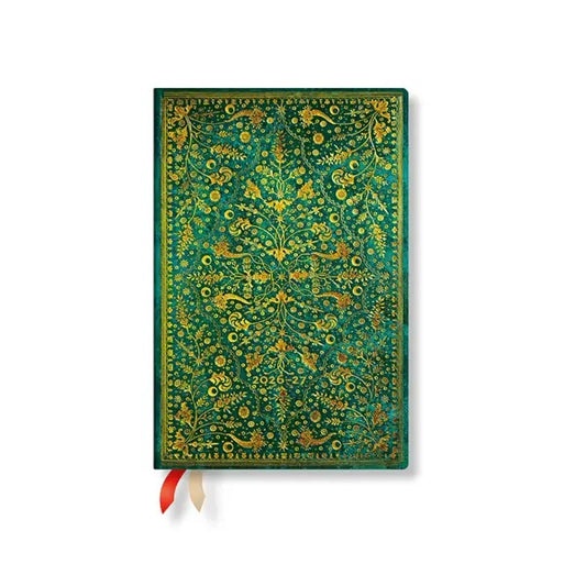 Lukuvuosikalenteri Mini 2026-2027 Paperblanks 18kk - Emerald Flower, horizontal